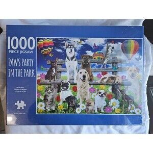 Paws Party in the park, NEW! 1000 PC JigSaw Puzzle, Dogs ,Cats Puppies 27x20